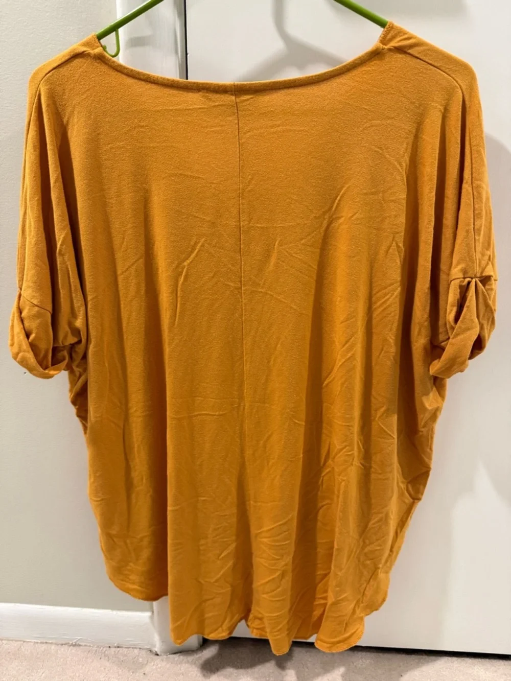 Zenana Mustard Twist Front V‑Neck Tunic - Picture 2 of 4